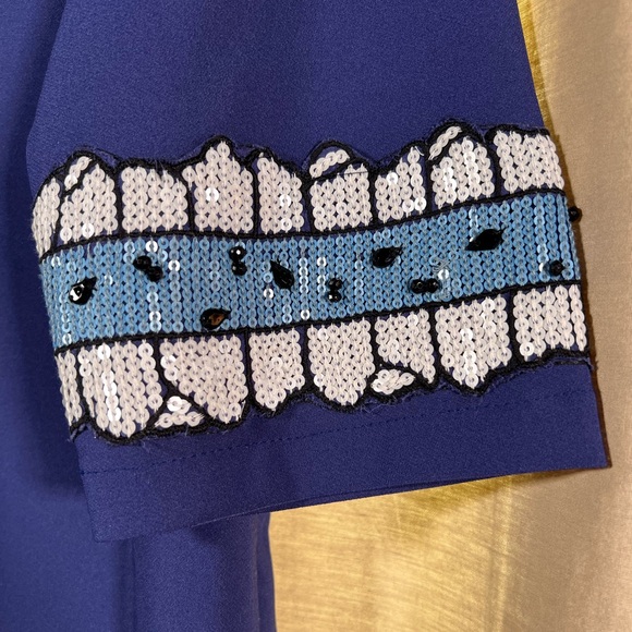 Niza Retro style navy blue sequin beaded cocktail dress size 12 - Picture 3 of 6